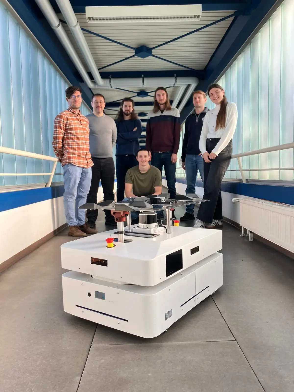 The Groschopp team with their autonomous mobile robot